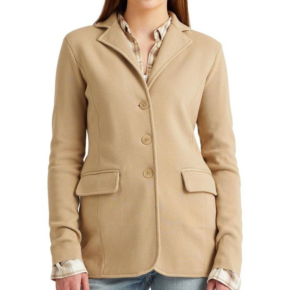 NWT Lauren Ralph Lauren Women's Cotton Knit Blazer Tan